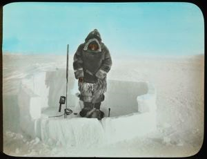 Image: Eskimo [Inuk] Standing at Seal Hole